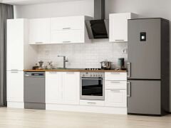 Alvinka 300X210 Cm Klasik Mebran Mutfak Dolabı Mb-E80B50S50-2 Mebran | Beyaz - Mdf