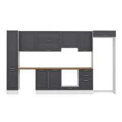 Alvinka 370X222 Cm Klasik Mebran Mutfak Dolabı Mbb-E80B40S50-1 Mebran | Antrasit - Suntalam