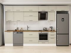 Alvinka 375X240 Cm Klasik Mebran Mutfak Dolabı Mb-E80S50S45-2 Mebran | Kumtaşı - Mdf