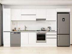 Alvinka 390X222 Cm High Gloss Mutfak Dolabı Mbb-E90B40S60-1 High Gloss | Beyaz - Mdf