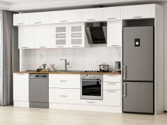 Alvinka 375X240 Cm Klasik Mebran Mutfak Dolabı Mb-E80S50S45-3 Mebran | Beyaz - Suntalam