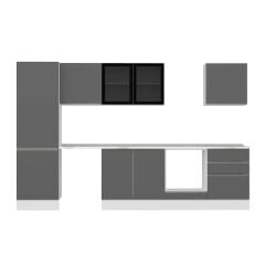 Alvinka 320X210 Cm High Gloss Mutfak Dolabı Mb-E80B60S60-3 High Gloss | Antrasit - Mdf