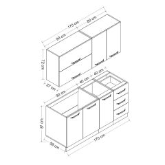 Minar 170 Cm Mutfak Dolabı Beyaz Antrasit 170-A1