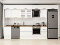 Alvinka 375X240 Cm Klasik Mebran Mutfak Dolabı Mb-E80S50S45-3 Mebran | Beyaz - Mdf