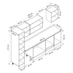 Alvinka 300X210 Cm Klasik Mebran Mutfak Dolabı Beyaz Beyaz Mb-E80B40S60-2