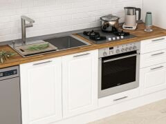 Alvinka 370X222 Cm Klasik Mebran Mutfak Dolabı Mbb-E80B40S50-2 Mebran | Beyaz - Suntalam