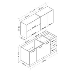 Minar 170 Cm Mutfak Dolabı Beyaz Dore 170-D1