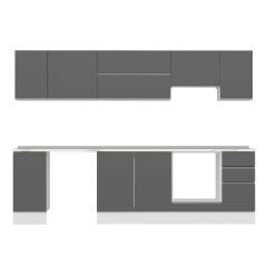 Alvinka 290X210 Cm High Gloss Mutfak Dolabı M-E90S40S40-1 High Gloss | Antrasit - Suntalam