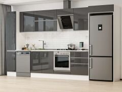 Alvinka 390X222 Cm High Gloss Mutfak Dolabı Mbb-E90B40S60-2 High Gloss | Antrasit - Suntalam