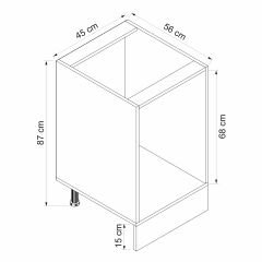 Alvinka Mutfak Modül Mbr_A Alt 3Ç 45Cm Dolap Beyaz Beyaz Mdf