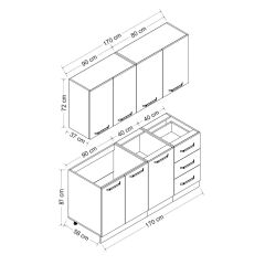 Minar 170 Cm Mutfak Dolabı Beyaz Dore 170-D2