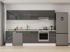 Alvinka 290X210 Cm High Gloss Mutfak Dolabı M-E90S40S40-1 High Gloss | Antrasit - Mdf