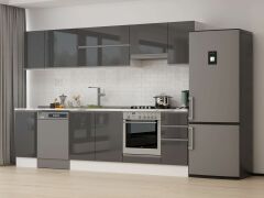 Alvinka 290X210 Cm High Gloss Mutfak Dolabı M-E90S40S40-1 High Gloss | Antrasit - Mdf