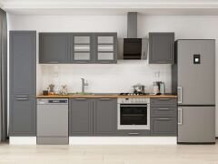 Alvinka 300X210 Cm Klasik Mebran Mutfak Dolabı Mb-E80B50S50-3 Mebran | Antrasit - Mdf