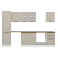 Alvinka 300X210 Cm Klasik Mebran Mutfak Dolabı Mb-E80B50S50-3 Mebran | Kumtaşı - Mdf