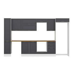 Alvinka 370X222 Cm Klasik Mebran Mutfak Dolabı Mbb-E80B40S50-2 Mebran | Antrasit - Mdf