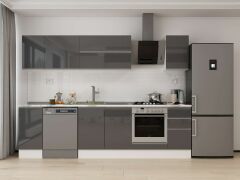 Alvinka 290X210 Cm High Gloss Mutfak Dolabı M-E90S40S40-2 High Gloss | Antrasit - Suntalam