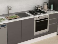 Alvinka 290X210 Cm High Gloss Mutfak Dolabı M-E90S40S40-2 High Gloss | Antrasit - Suntalam