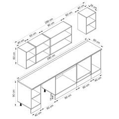 Alvinka 290X210 Cm High Gloss Mutfak Dolabı M-E90S40S40-2 High Gloss | Antrasit - Suntalam