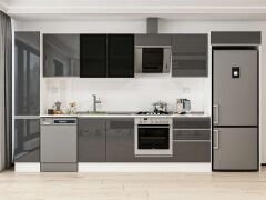 Alvinka 390X222 Cm High Gloss Mutfak Dolabı Mbb-E90B40S60-3 High Gloss | Antrasit - Suntalam
