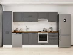 Alvinka 310X210 Cm Klasik Mebran Mutfak Dolabı Mb-E80B50S60-1 Mebran | Antrasit - Suntalam