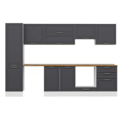 Alvinka 310X210 Cm Klasik Mebran Mutfak Dolabı Mb-E80B50S60-1 Mebran | Antrasit - Suntalam