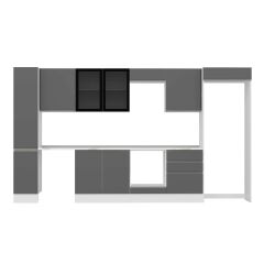 Alvinka 390X222 Cm High Gloss Mutfak Dolabı Mbb-E90B40S60-3 High Gloss | Antrasit - Mdf