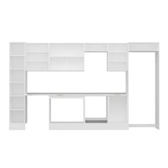 Alvinka 370X222 Cm Klasik Mebran Mutfak Dolabı Mbb-E80B40S50-3 Mebran | Beyaz - Suntalam