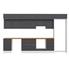 Alvinka 380X240 Cm Klasik Mebran Mutfak Dolabı Mb-E80S50S50-1 Mebran | Antrasit - Mdf