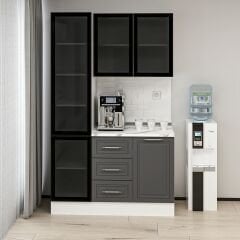 Alvinka Kahve Köşesi 135Cm Mbr_C Beyaz Antrasit Füme Cam