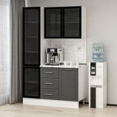 Alvinka Kahve Köşesi 135Cm Mbr_C Beyaz Antrasit Füme Cam