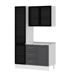 Alvinka Kahve Köşesi 135Cm Mbr_C Beyaz Antrasit Füme Cam