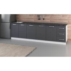 Minar 280 Cm Mutfak Dolabı Beyaz Antrasit 280-A1-Alt Modül