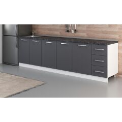 Minar 280 Cm Mutfak Dolabı Beyaz Antrasit 280-A1-Alt Modül