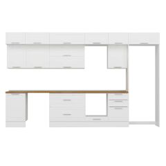 Alvinka 380X240 Cm Klasik Mebran Mutfak Dolabı Mb-E80S50S50-2 Mebran | Beyaz - Suntalam