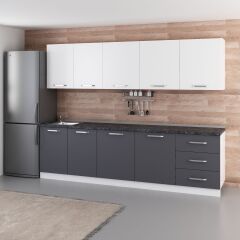 Minar 280 Cm Mutfak Dolabı Beyaz Antrasit 280-A2-Alt Modül