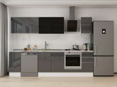 Alvinka 290X210 Cm High Gloss Mutfak Dolabı M-E90S40S40-3 High Gloss | Antrasit - Suntalam