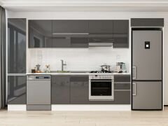 Alvinka 375X222 Cm High Gloss Mutfak Dolabı Mbb-E90B45S40-1 High Gloss | Antrasit - Suntalam