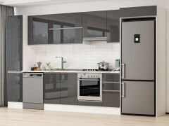 Alvinka 375X222 Cm High Gloss Mutfak Dolabı Mbb-E90B45S40-1 High Gloss | Antrasit - Suntalam