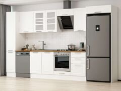 Alvinka 370X222 Cm Klasik Mebran Mutfak Dolabı Mbb-E80B40S50-3 Mebran | Beyaz - Mdf