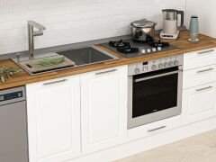 Alvinka 370X222 Cm Klasik Mebran Mutfak Dolabı Mbb-E80B40S50-3 Mebran | Beyaz - Mdf