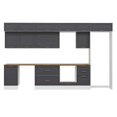 Alvinka 380X240 Cm Klasik Mebran Mutfak Dolabı Mb-E80S50S50-2 Mebran | Antrasit - Suntalam