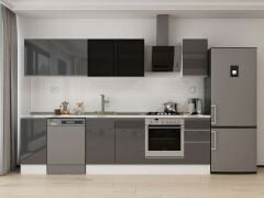 Alvinka 290X210 Cm High Gloss Mutfak Dolabı M-E90S40S40-3 High Gloss | Antrasit - Mdf