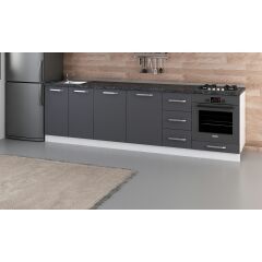 Minar 280 Cm Mutfak Dolabı Beyaz Antrasit 280-A6-Alt Modül