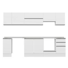 Alvinka 295X210 Cm High Gloss Mutfak Dolabı M-E90S40S45-1 High Gloss | Beyaz - Suntalam