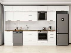 Alvinka 380X240 Cm Klasik Mebran Mutfak Dolabı Mb-E80S50S50-2 Mebran | Beyaz - Mdf