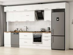 Alvinka 380X240 Cm Klasik Mebran Mutfak Dolabı Mb-E80S50S50-2 Mebran | Beyaz - Mdf