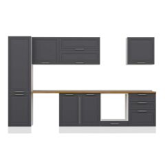 Alvinka 310X210 Cm Klasik Mebran Mutfak Dolabı Mb-E80B50S60-2 Mebran | Antrasit - Suntalam