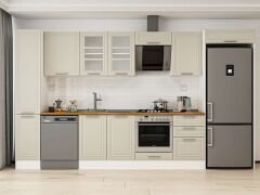 Alvinka 370X222 Cm Klasik Mebran Mutfak Dolabı Mbb-E80B40S50-3 Mebran | Kumtaşı - Mdf