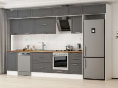 Alvinka 380X240 Cm Klasik Mebran Mutfak Dolabı Mb-E80S50S50-2 Mebran | Antrasit - Mdf